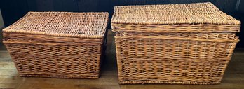 Wicker Storage Boxes With Handles - 2 Total