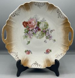 Porcelain Floral Pattern Platter With Handles