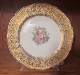 Decorative Gold And Floral Plate Made In France