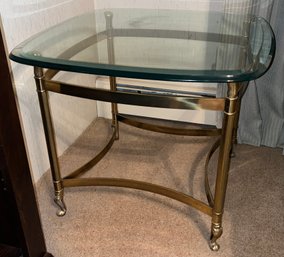 Brass Glass-Top End Table