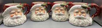 Hallmark Hand Painted Ceramic Santa Claus Mug Set - 4 Total