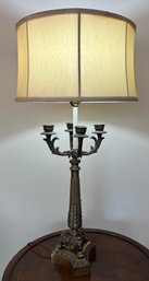 Vintage Brass-tone Candelabra Style Table Lamps - 2 Total