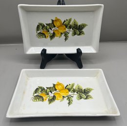 Portmeirion Pottery Lemon Pattern Trays - 2 Total - Made In England