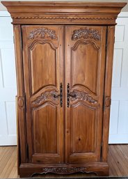 Wood With Floral Embellishments Armoire/ Entertainment Cabinet