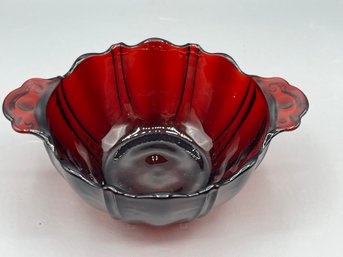 Anchor Hocking Royal Ruby Red Oyster And Pearl Bon Bon Glass Bowl