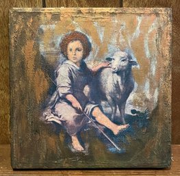 Vintage Oil On Canvas - The Good Shepherd