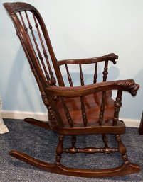 Lion Face Hand Carved Rocking Chair