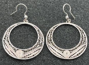 925 Silver Filigree Hoop Earring Set - .20 OZT Total