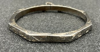 925 Silver Engraved Bangle Bracelet - .35 OZT Total