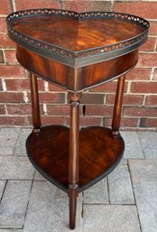 Theodore Alexander Solid Wood Heart Shaped End Table With Shelf