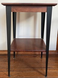 Wooden Metal Frame End Table With Shelf