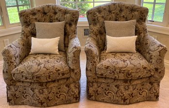 Schnadig Furniture Co. Tufted Cushioned Arm Chairs With Throw Pillows Included - 2 Total