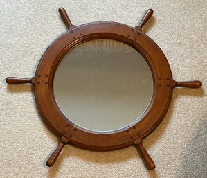 Handcrafted Wooden Captains Wheel Wall Mirror