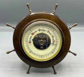 Vintage Wooden Brass Barometer - Made In West Germany