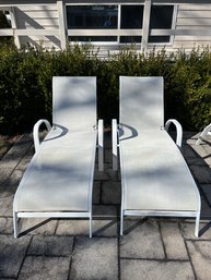 Outdoor Aluminum Mesh-back Lounge Chairs - 4 Total