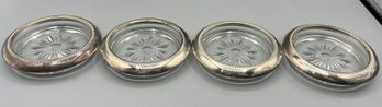 Wes Blackinton Silver Plated Glass Coaster Set - 4 Total