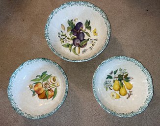 Himark Hand Painted Fruit Pattern Ceramic Serving Bowls - 3 Total - Made In Italy