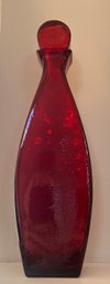 Pier 1 Red Glass Decanter With Stopper