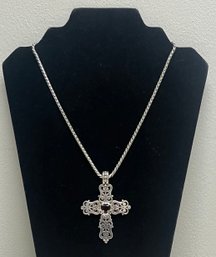 Designer Brighton Jewelry Cross Silver Tone Necklace