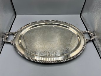 F.B Rogers Silver Co. Silver On Copper Serving Tray With Handles