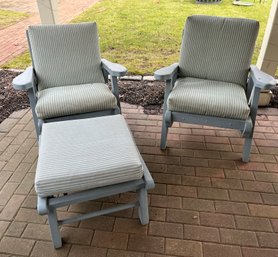 Outdoor Wooden Chairs With Cushions And 1 Ottoman