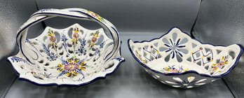 Hand Painted Ceramic Bowl Set - 2 Total - Made In Portugal