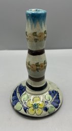 Decorative Hand Painted Ceramic Glazed Candlestick - Made In Mexico