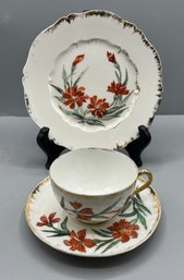 Limoges Porcelain Tea Cup Set - Made In France - 3 Pieces Total