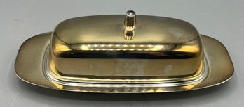 Vintage Silver Plated Butter Dish With Glass Insert - Made In Italy