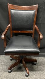 Wooden Cushioned Adjustable Office Chair On Wheels