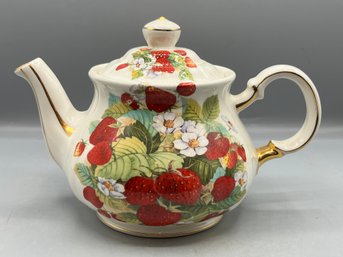 Sadler China Hand Painted Strawberry Pattern Teapot - Made In England