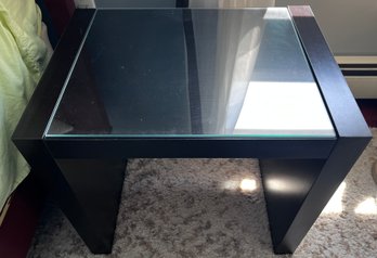 Dark Wood Glass Top Side Table