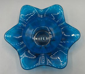 Retro Blue Art Glass Ashtray