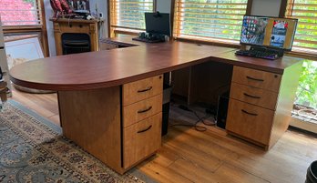 Wooden Laminate 3-piece Desk With Storage