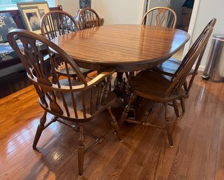 Pennsylvania House Solid Wood Dining Table With 6 Chairs - 1 Leaf Included