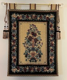 Old World Italy Floral Pattern Wall Tapestry With Rod Included