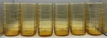 Anchor Hocking Amber Glass Grid Pattern Cup Set - 6 Total
