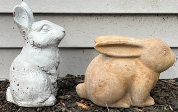 Outdoor Bunny Figurines - 2 Total