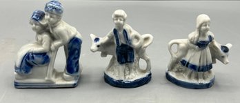 Delft Blue Porcelain Figurines - Made In Germany - 3 Total