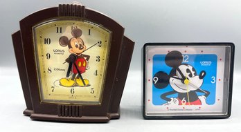 Lorus Quartz Disney Battery Operated Plastic Table Clocks - 2 Total