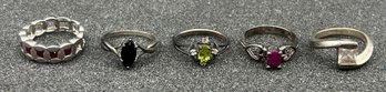 925 Silver Gemstone Rings - 5 Total - .51 OZT Total