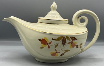 Halls Superior Autumn Leaf Floral Pattern Ceramic Teapot - Made In USA