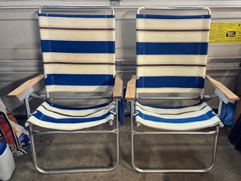 Metal Folding Adjustable Beach Chairs - 2 Total