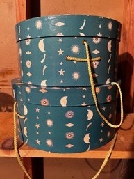 Pair Of Celestial Vintage Hat Boxes