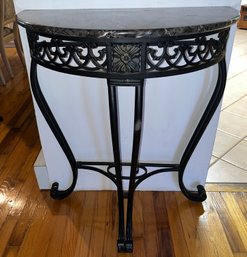 Marble Top Metal Base Demilune Table