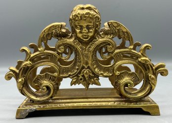 Brass Cherub Pattern Napkin Holder