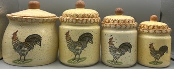 LTD Commodities Rooster Pattern Porcelain Jar Set - 4 Total