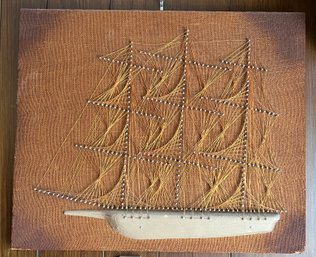 Handcrafted Wooden Copper Wire Sailboat Art