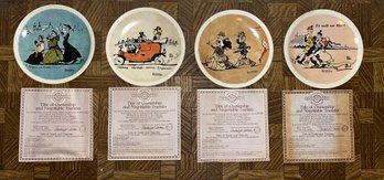 Newell Pottery - Norman Rockwell Collector Plate Set - 4 Total - COA Included