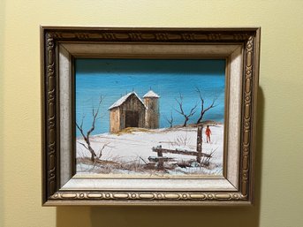 Philip S Whitney Original Oil On Canvas - Winter Scene